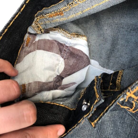 VINTAGE True Religion Jeans Size 36 Yellow Horshoe - Picture 8 of 15